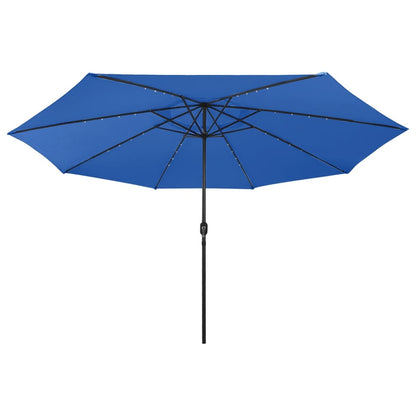 Guarda-sol de jardim com luzes LED 400 cm azul-ciano