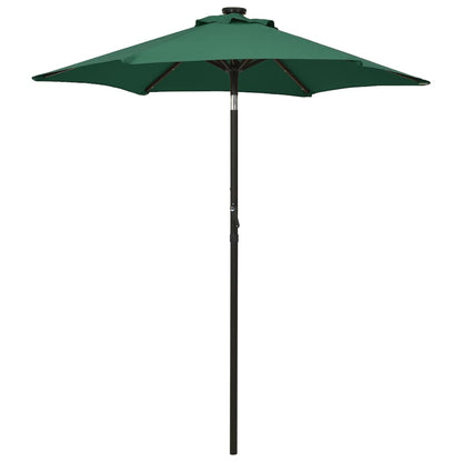 Guarda-sol de jardim com luzes LED 200x211 cm alumínio verde