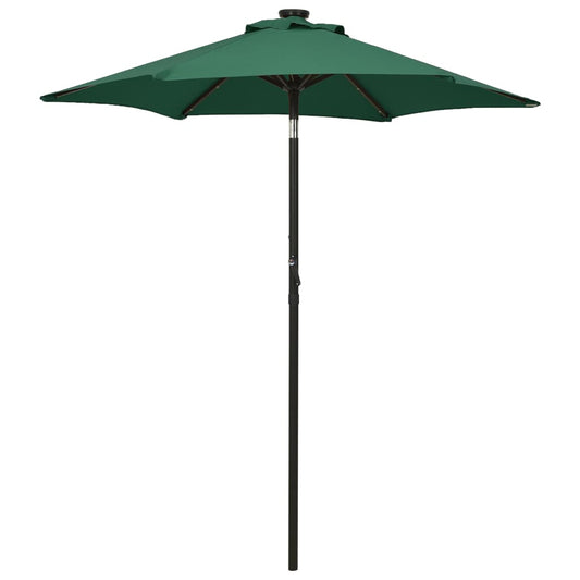 Guarda-sol de jardim com luzes LED 200x211 cm alumínio verde