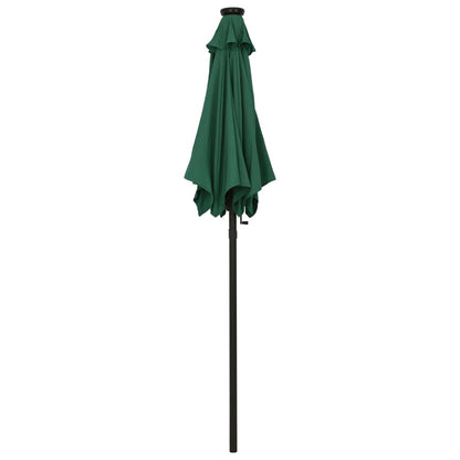 Guarda-sol de jardim com luzes LED 200x211 cm alumínio verde