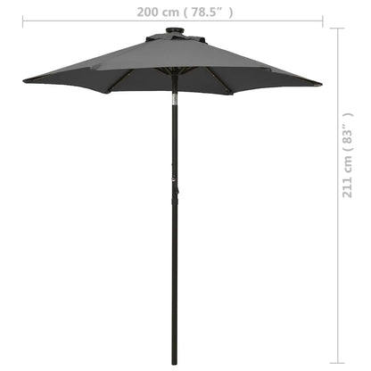 Guarda-sol de jardim c/ luzes LED 200x211 cm alumínio antracite