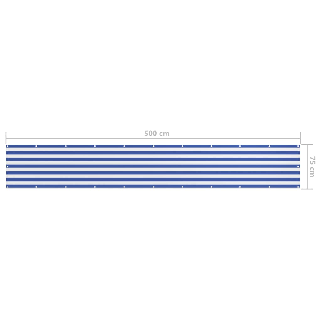 Tela de varanda 75x500 cm tecido Oxford branco e azul