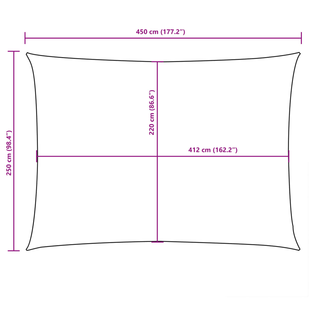 Para-sol est. vela tecido oxford retangular 2,5x4,5 m antracite