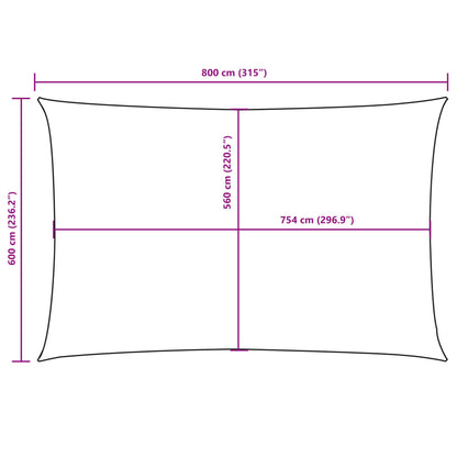 Para-sol estilo vela tecido oxford retangular 6x8 m bege