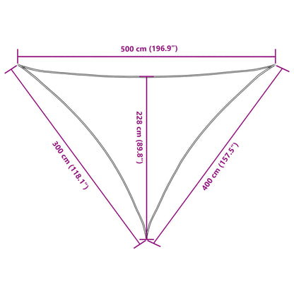 Para-sol estilo vela tecido oxford triangular 3x4x5 m bege