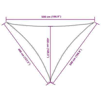 Para-sol estilo vela tecido oxford triangular 4x5x5 m cor creme