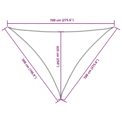 Para-sol estilo vela tecido oxford triangular 5x7x7 m cor creme