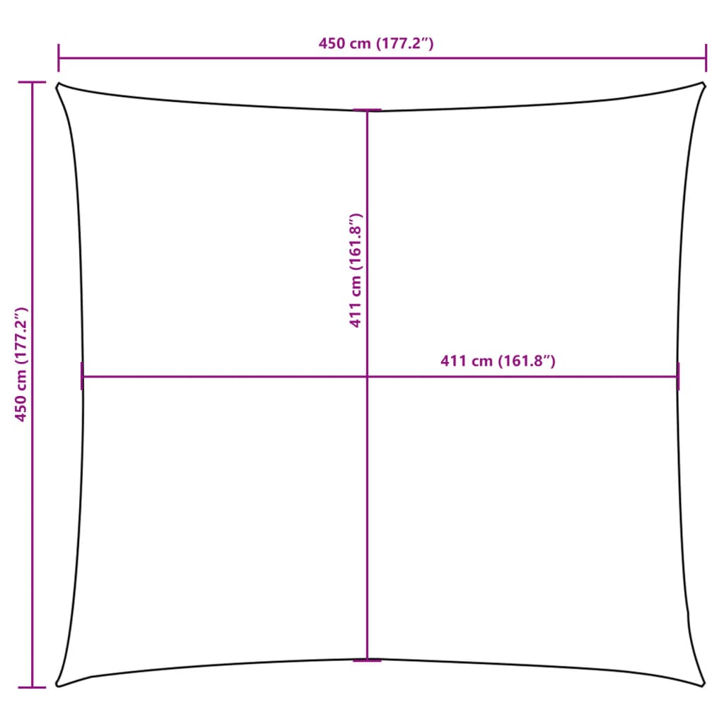 Para-sol estilo vela tecido oxford quadrado 4,5x4,5 m branco
