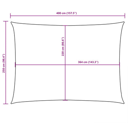 Para-sol estilo vela tecido oxford retangular 2,5x4 m branco