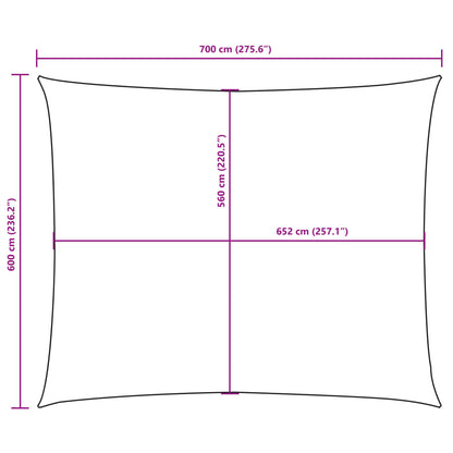Para-sol estilo velo tecido oxford retangular 6x7 m branco