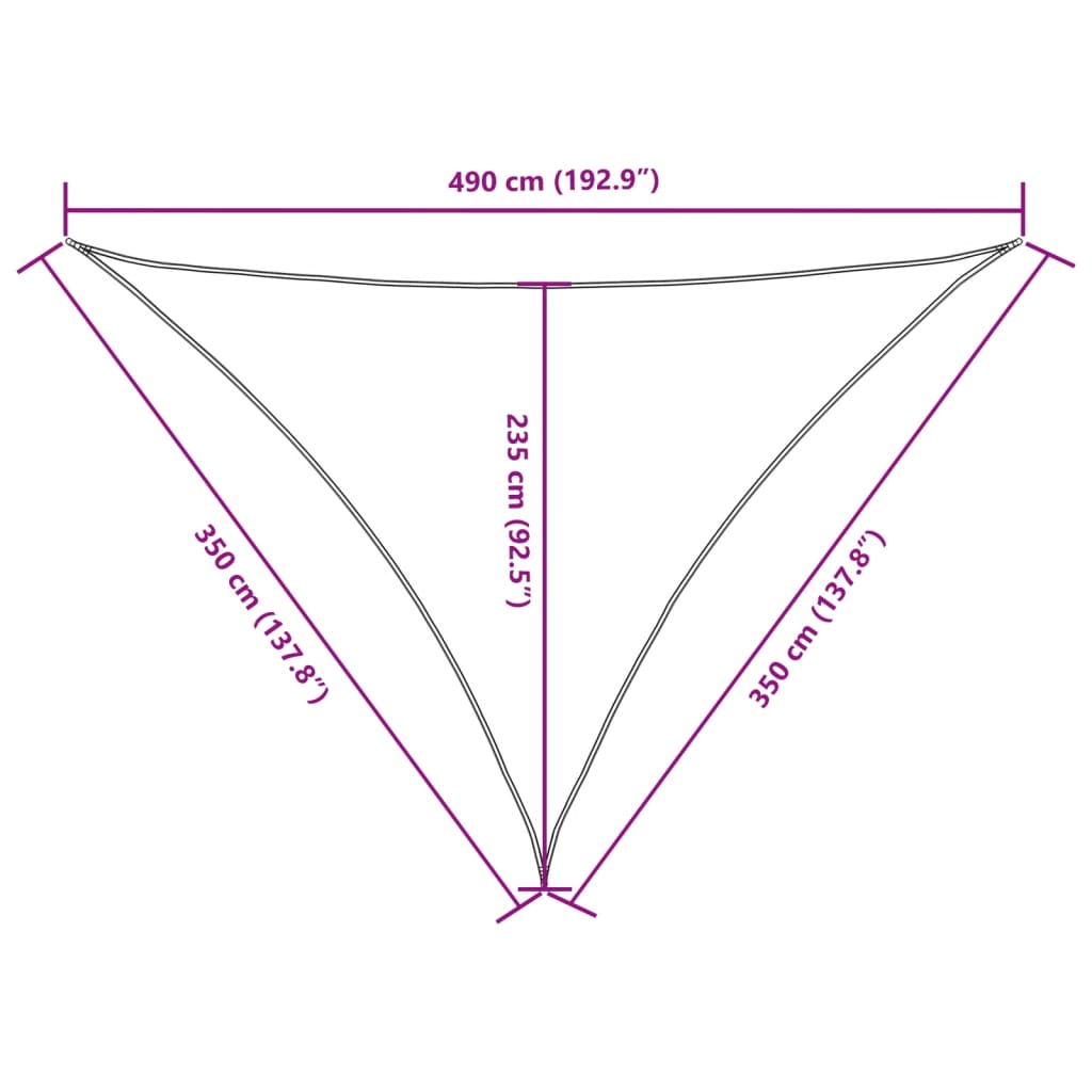 Para-sol est. vela tecido oxford triang. 3,5x3,5x4,9m terracota