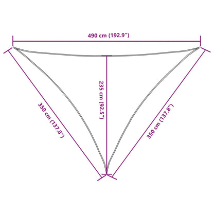 Para-sol est. vela tecido oxford triang. 3,5x3,5x4,9m terracota