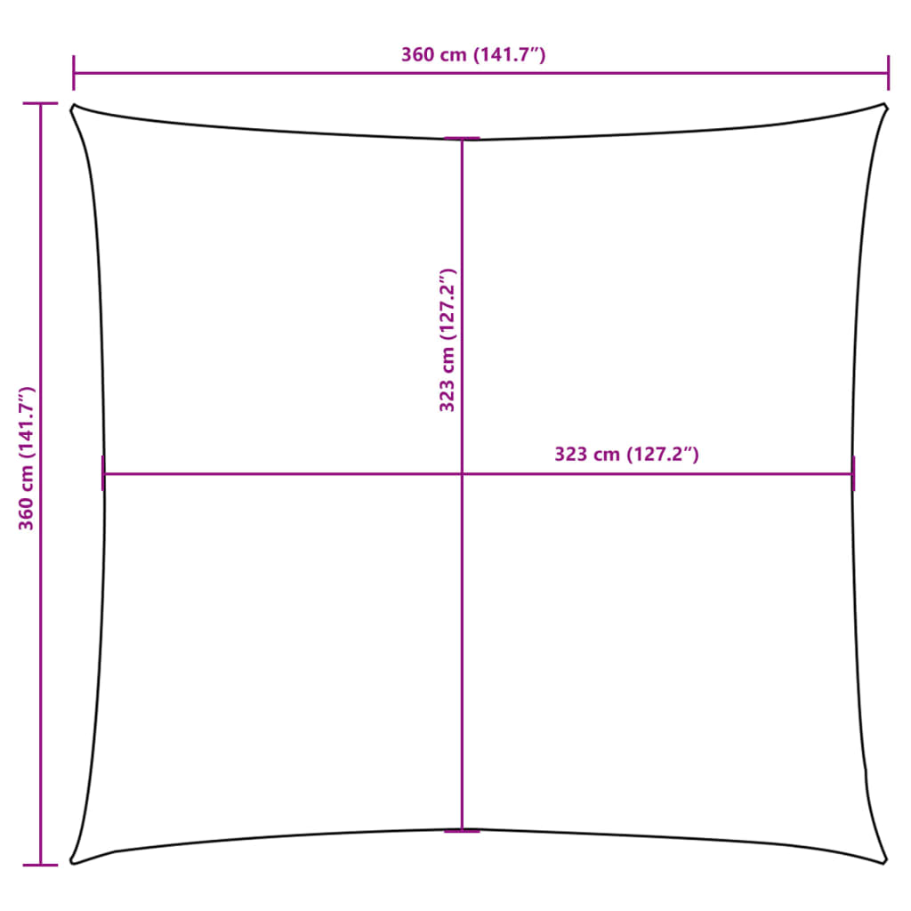 Para-sol vela tecido oxford quadrangular 3,6x3,6m cinza-acast.