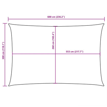 Para-sol vela tecido oxford retangular 3x6 m cinza-acastanhado