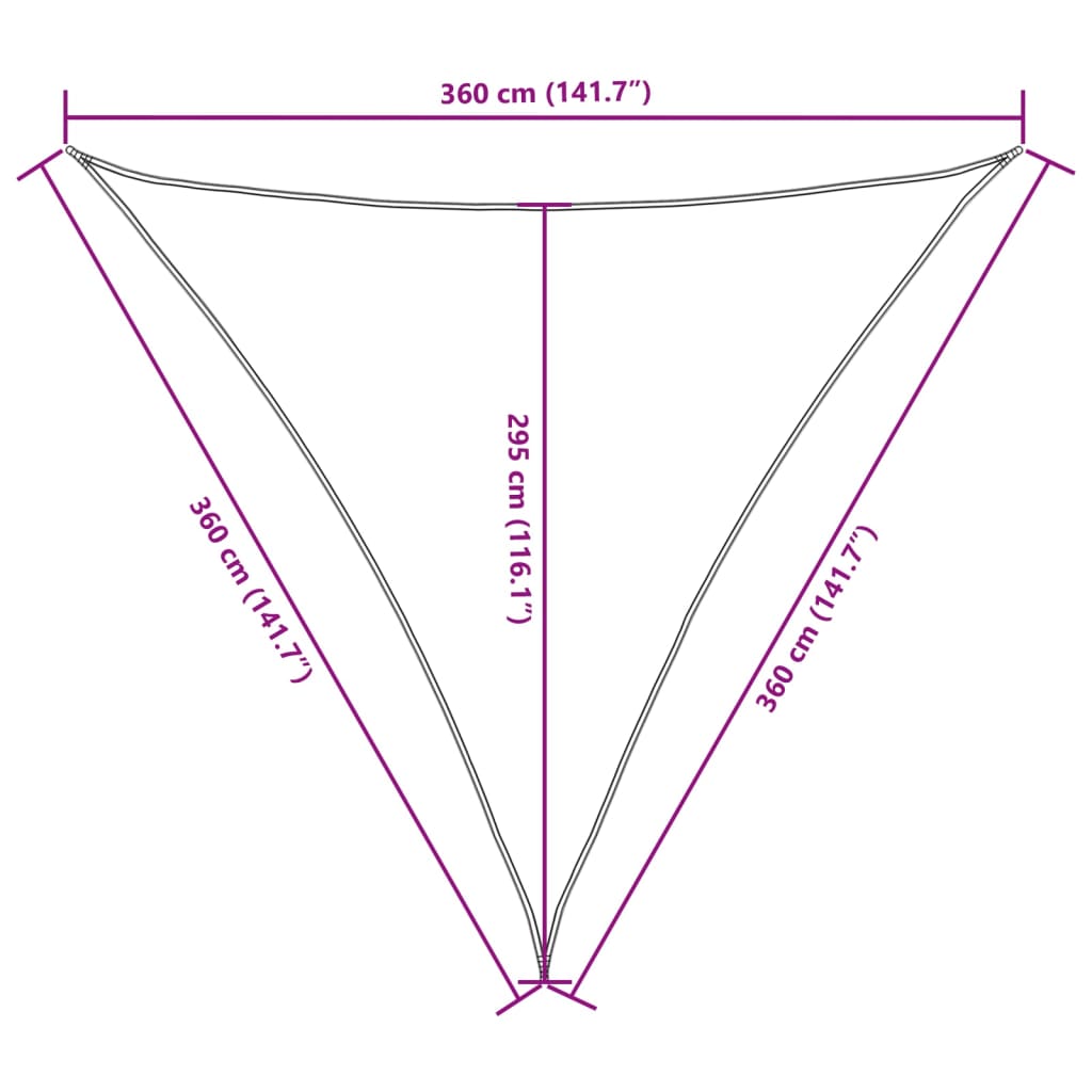 Para-sol vela tecido oxford triangular 3,6x3,6x3,6 m cinza-aca.