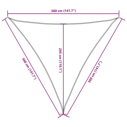 Para-sol vela tecido oxford triangular 3,6x3,6x3,6 m cinza-aca.