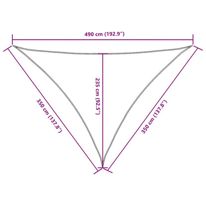 Para-sol tecido oxford triangular 3,5x3,5x4,9m cinza-acastanh.