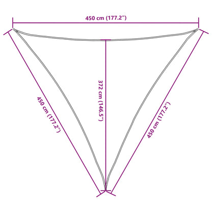 Para-sol vela tecido oxford triangular 4,5x4,5x4,5 m cinza-ac.