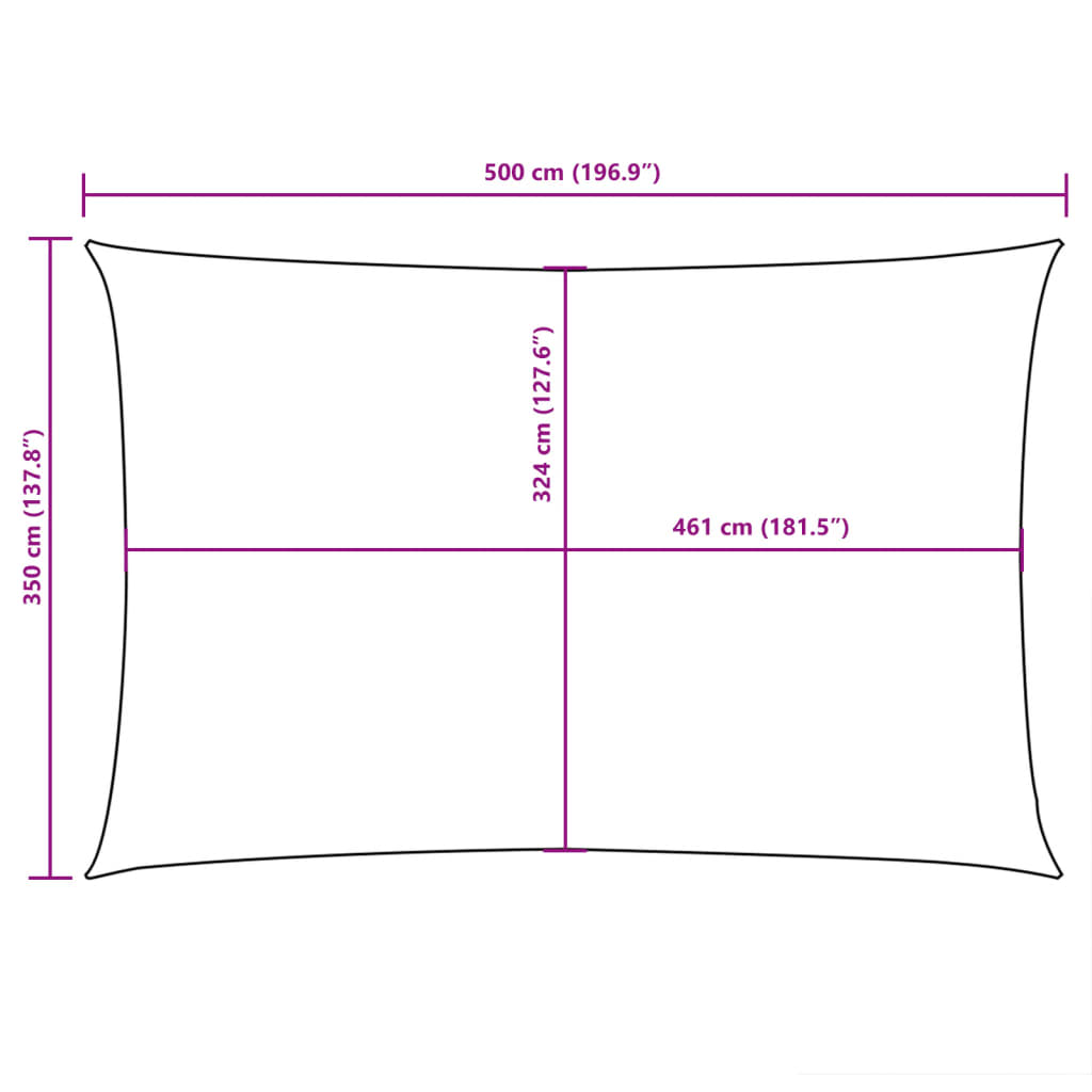 Para-sol estilo vela tecido oxford retangular 3,5x5 m azul