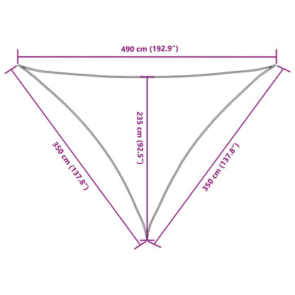 Para-sol vela tecido oxford triangular 3,5x3,5x4,9 m vermelho