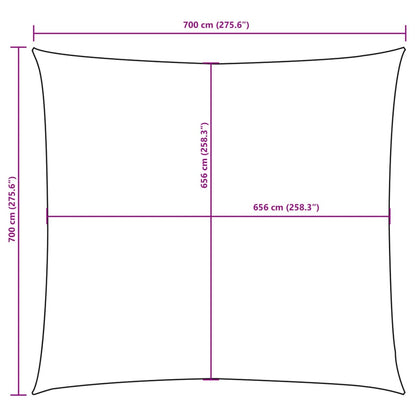 Para-sol estilo vela tecido oxford quadrado 7x7 m laranja