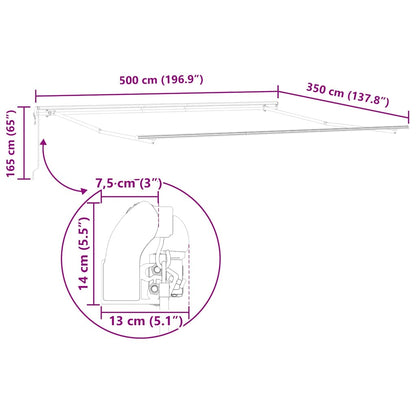 Estrutura de Toldo Branco 500 × 350 cm Alumínio