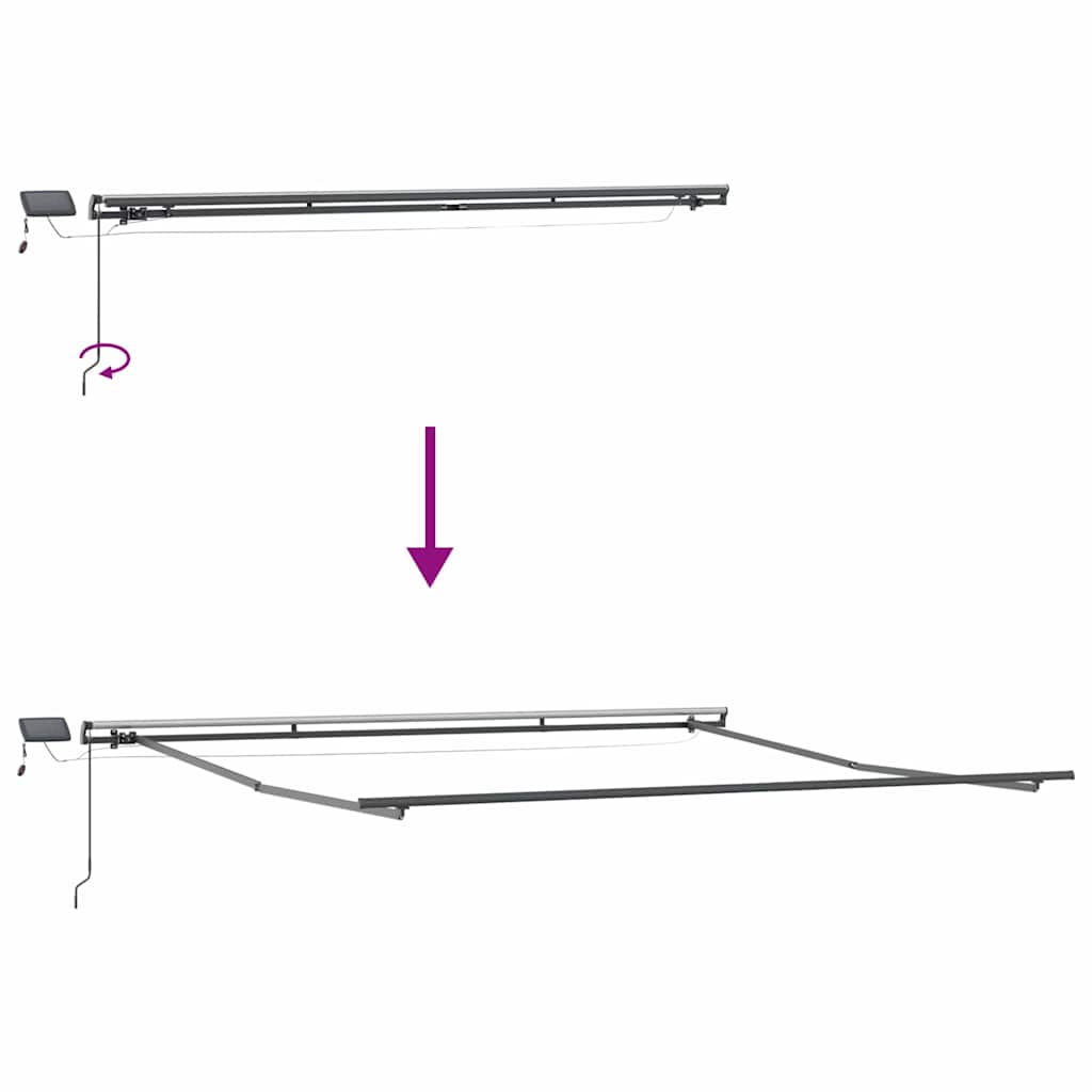 Estrutura de Toldo Manual Antracite 500 × 350 cm Alumínio