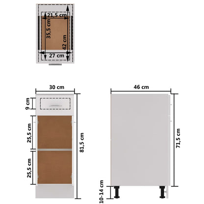 Armário inferior c/ gavetas “Lyon” derivados de madeira branco