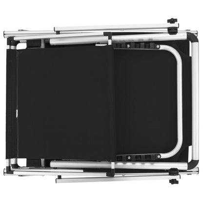 Espreguiçadeiras dobráveis c/ teto 2 pcs alum./textilene preto