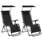 Cadeiras de pátio dobráveis 2 pcs textilene preto