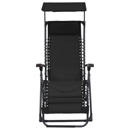 Cadeiras de pátio dobráveis 2 pcs textilene preto