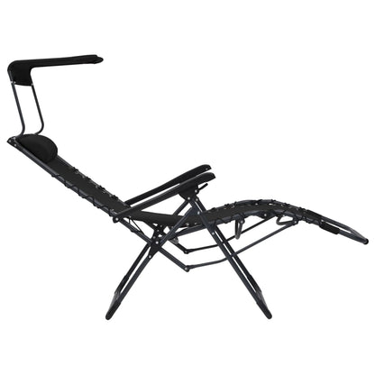Cadeiras de pátio dobráveis 2 pcs textilene preto