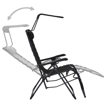 Cadeiras de pátio dobráveis 2 pcs textilene preto