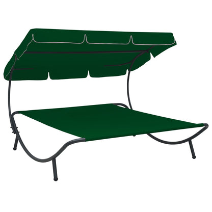 Espreguiçadeira jardim com toldo verde