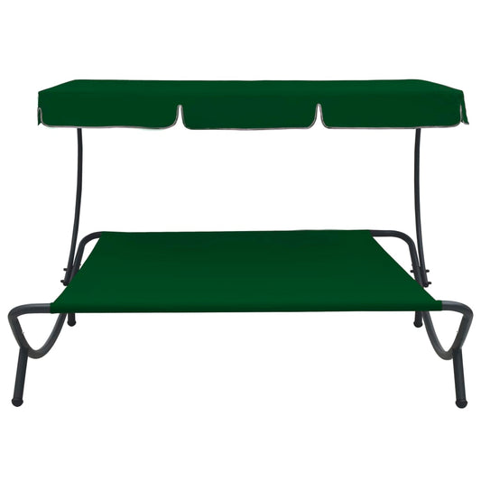Espreguiçadeira jardim com toldo verde