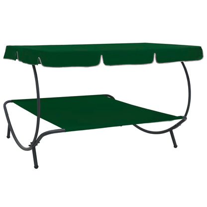 Espreguiçadeira jardim com toldo verde
