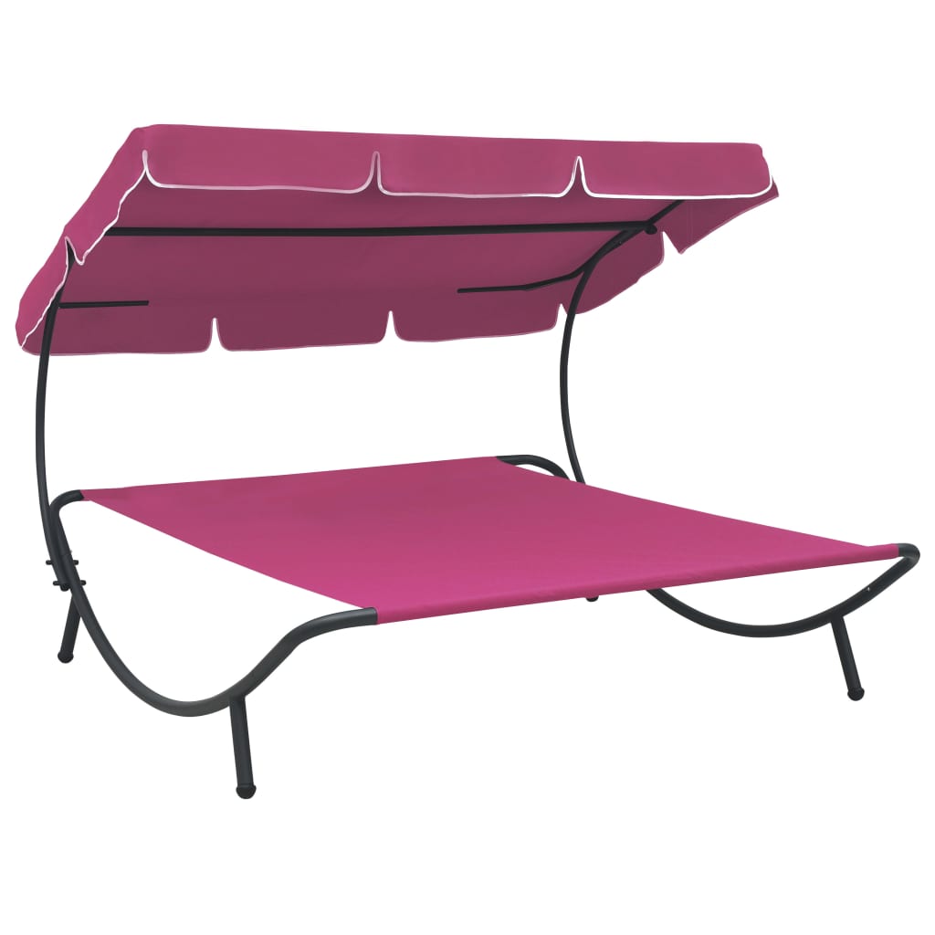 Espreguiçadeira jardim com toldo rosa