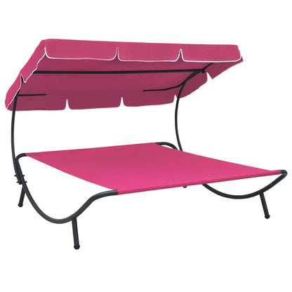 Espreguiçadeira jardim com toldo rosa