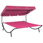 Espreguiçadeira jardim com toldo rosa