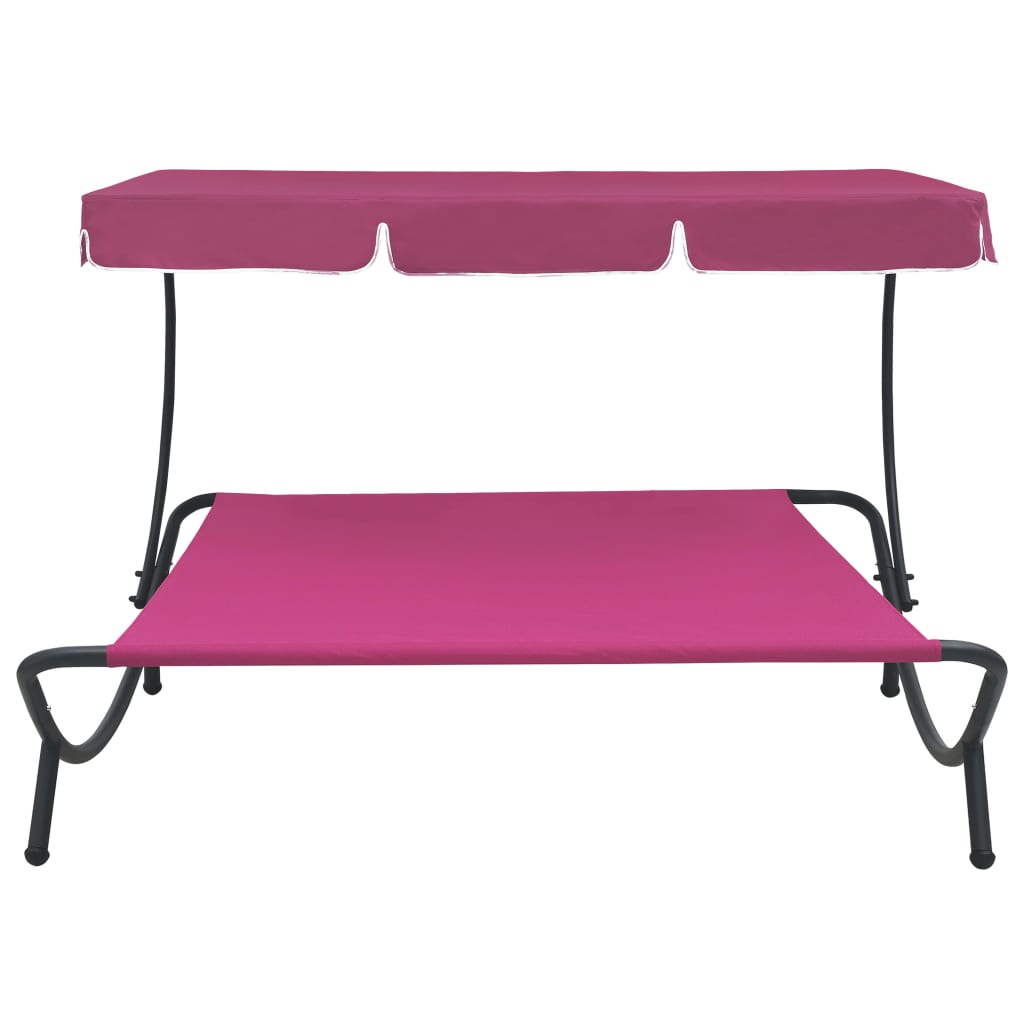 Espreguiçadeira jardim com toldo rosa