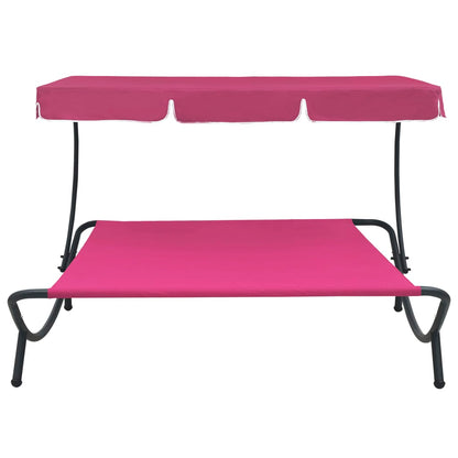Espreguiçadeira jardim com toldo rosa