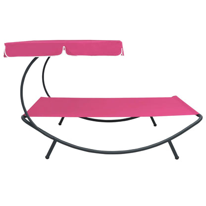 Espreguiçadeira jardim com toldo rosa