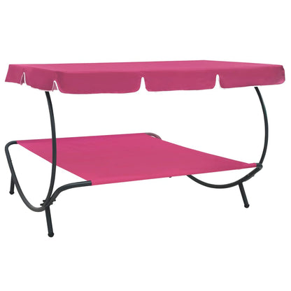 Espreguiçadeira jardim com toldo rosa