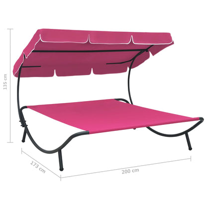 Espreguiçadeira jardim com toldo rosa