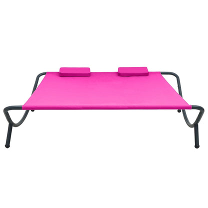 Espreguiçadeira de exterior em tecido cor-de-rosa