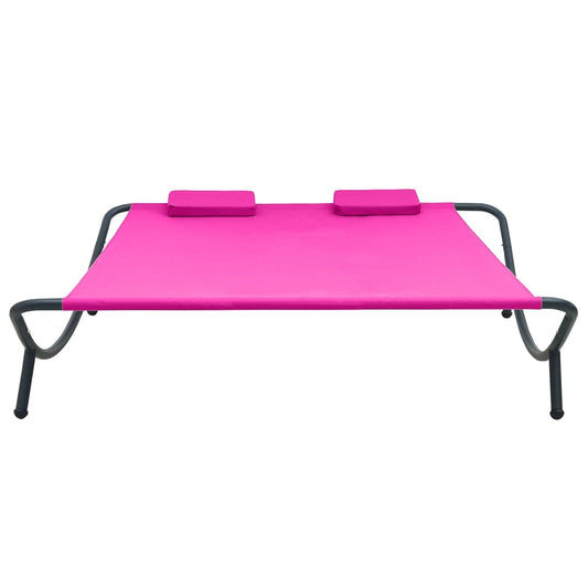 Espreguiçadeira de exterior em tecido cor-de-rosa