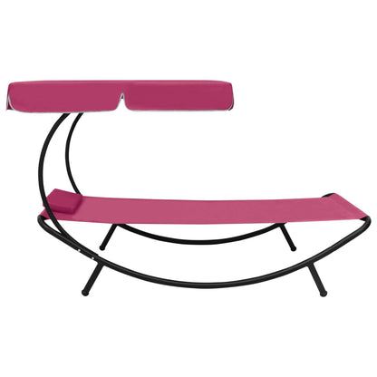 Espreguiçadeira com toldo e almofada rosa