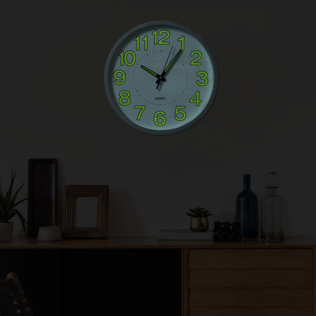 Relógio de parede luminoso 30 cm branco