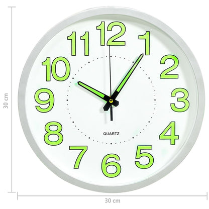 Relógio de parede luminoso 30 cm branco