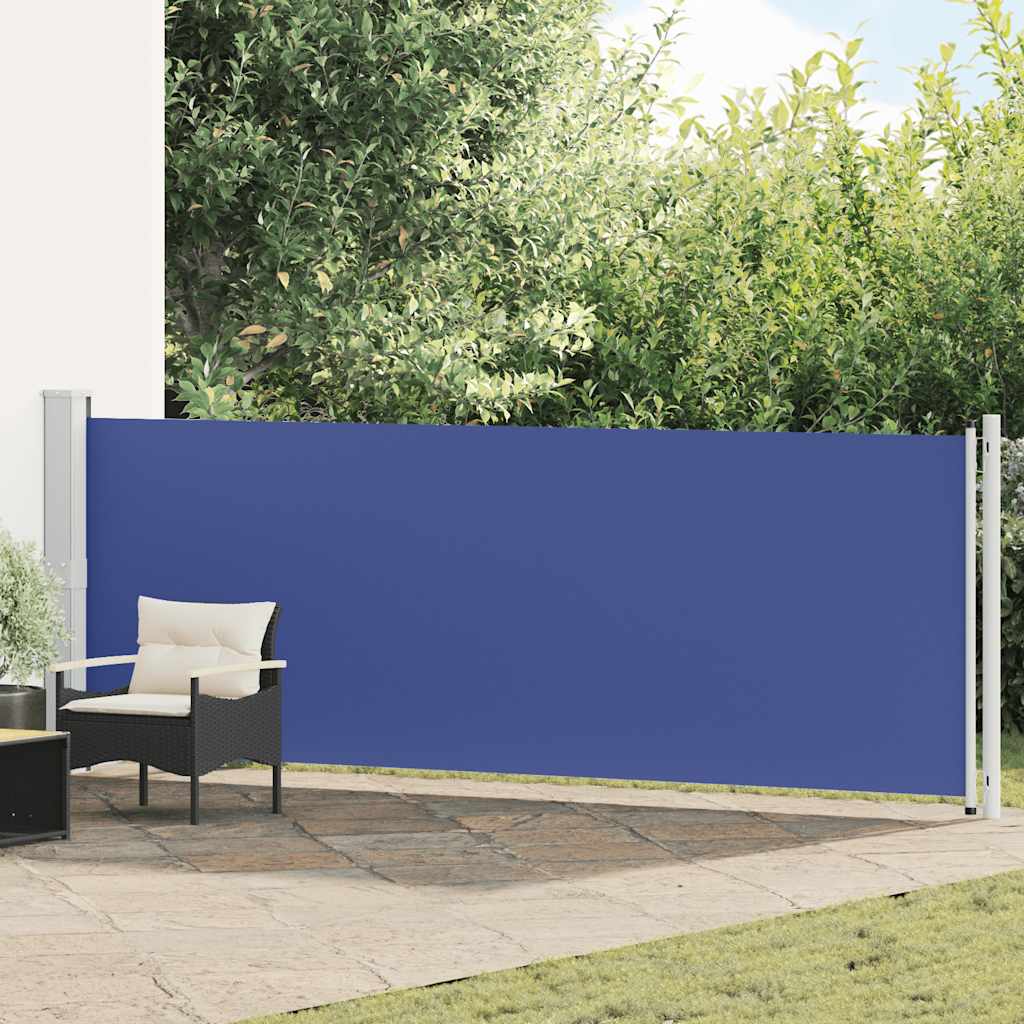 Toldo lateral retrátil para pátio 140x600 cm azul